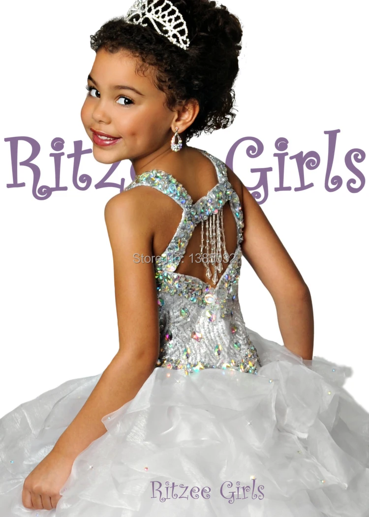 2014 AF-29 Lovely A-line Scoop Spaghetti Straps Ruched Floor Length Crsytals Flower Girl Dresses Ritzee Girls Sleeveless | Свадьбы и
