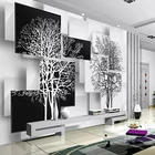 Пользовательские фотообои современные минималистские черно-белые деревья 3D настенная ткань Фреска Гостиная Спальня украшение стен настенное покрытие