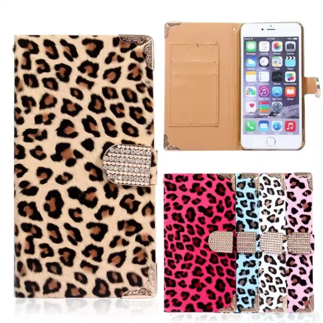 Блестящий Магнитный Леопардовый кошелек флип кейс из искусственной кожи чехол