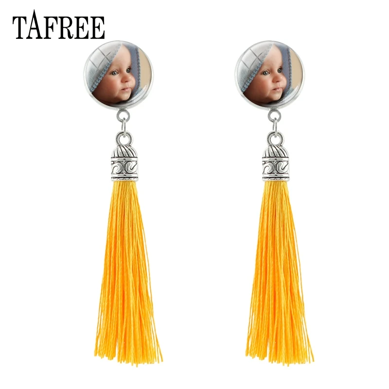 TAFREE Новый кисточкой серьги с фотографией Рождественский подарок для мамы можно