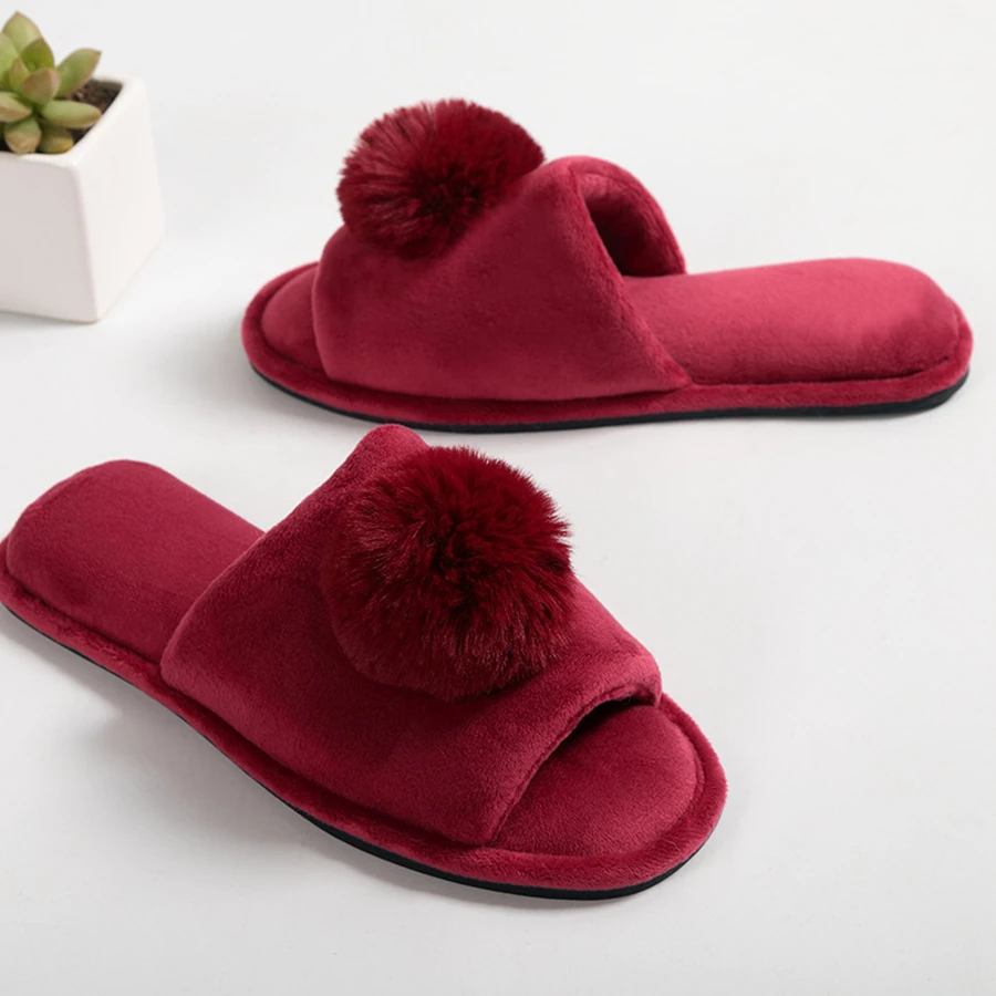 Зимние теплые мягкие плюшевые шлепанцы из искусственного кроличьего меха с