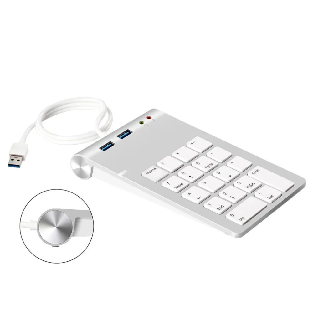 USB цифровая клавиатура с 2 Порты 3.0 хаб 3D Stereo аудио адаптер для