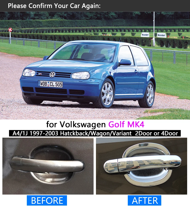 Хромированная накладка на ручку для VW Golf 4 MK4 комплект отделки Volkswagen Rabbit A4 1J 1997 1998