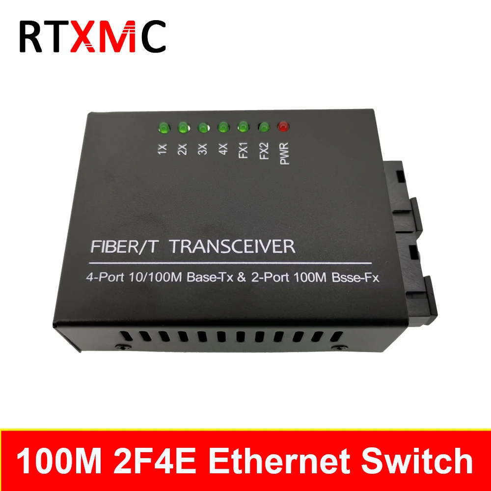 Коммутатор Erhetnet 6 шт. 2F4E быстрый 10/100 м Ethernet 2 оптоволоконных порта 155 SC 25 км 4 UTP RJ45
