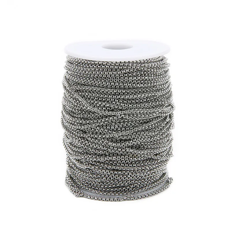 5m/lot Stainless Steel Rolo Link Necklace Chain Bulk 2mm 2.5mm Metal Chains Bracelet Necklace For Jewelry Making Accessories