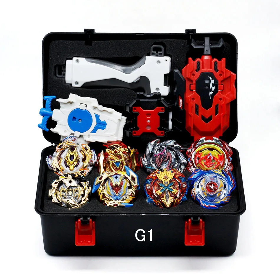 G1 Beyblade Burst Bayblade набор 8 Beyblades+ 4 пусковых устройства+ 1 ручка Bey Blade Набор спиннинга Металл Fusion 4D лезвия игрушки подарок - Цвет: G1