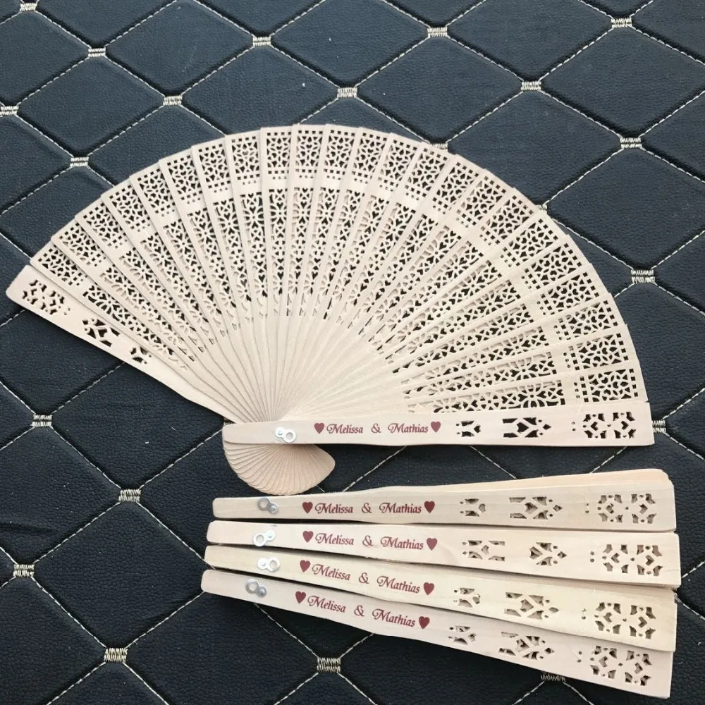 Деревянный веер с именем невесты и жениха на заказ 30 шт. | Дом сад