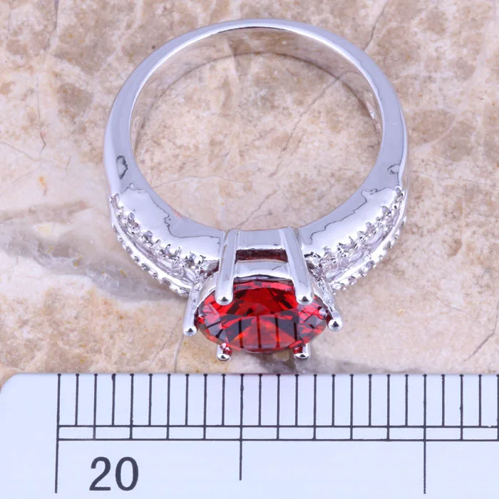 Женское кольцо с красным гранатом и белым фианитом Размер 5 / 6 7 8|ring size|jewelry ringsring size