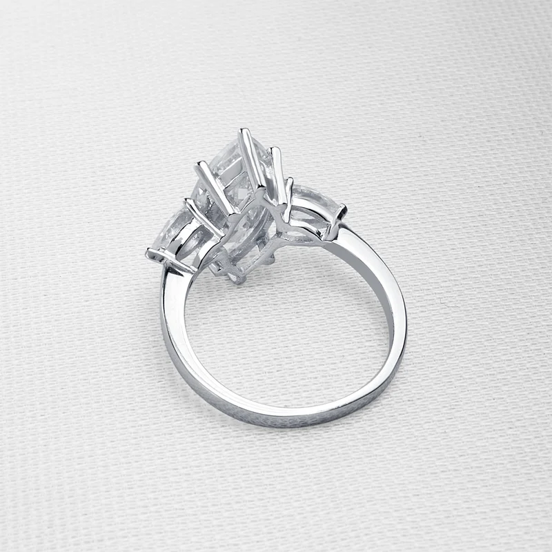 COLORFISH 5,5 Ct три обручальные кольца с камнями для женщин блестящая SONA маркиза груша огранка 925 серебро юбилейный браслет