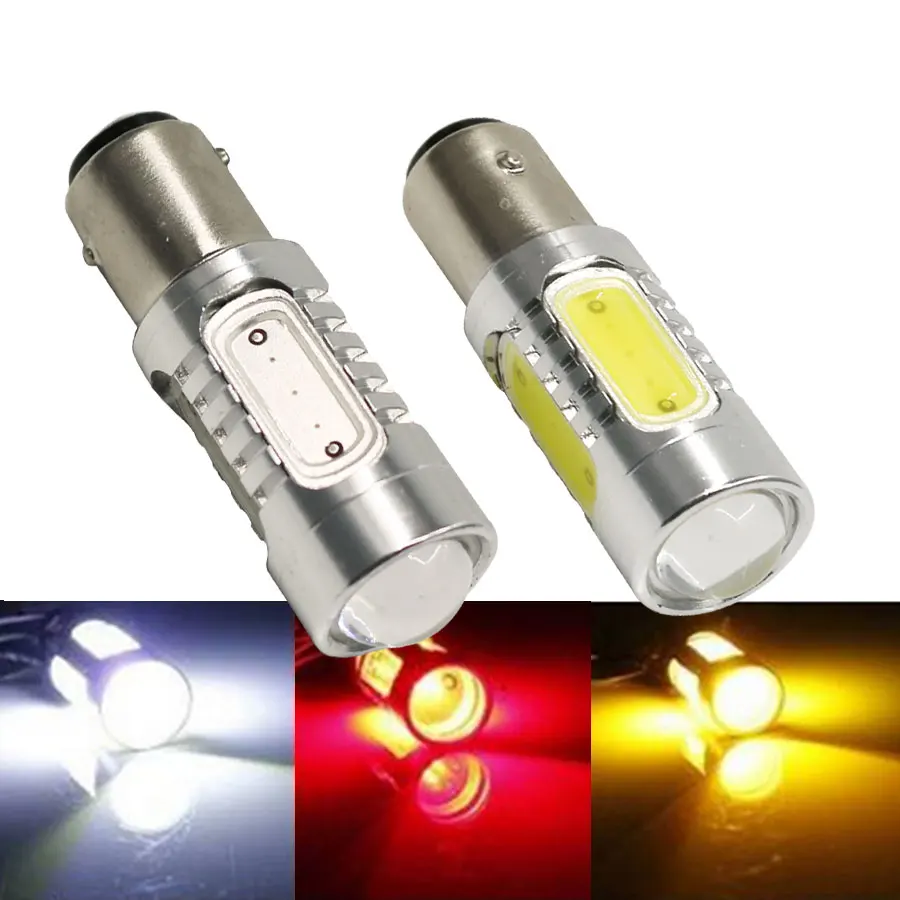 

HYZHAUTO 1Pcs 1157 BAY15D P21/5W LED bulbs High Power COB 7.5W LED Car Brake Lights Parking Lamp Red White DC12V