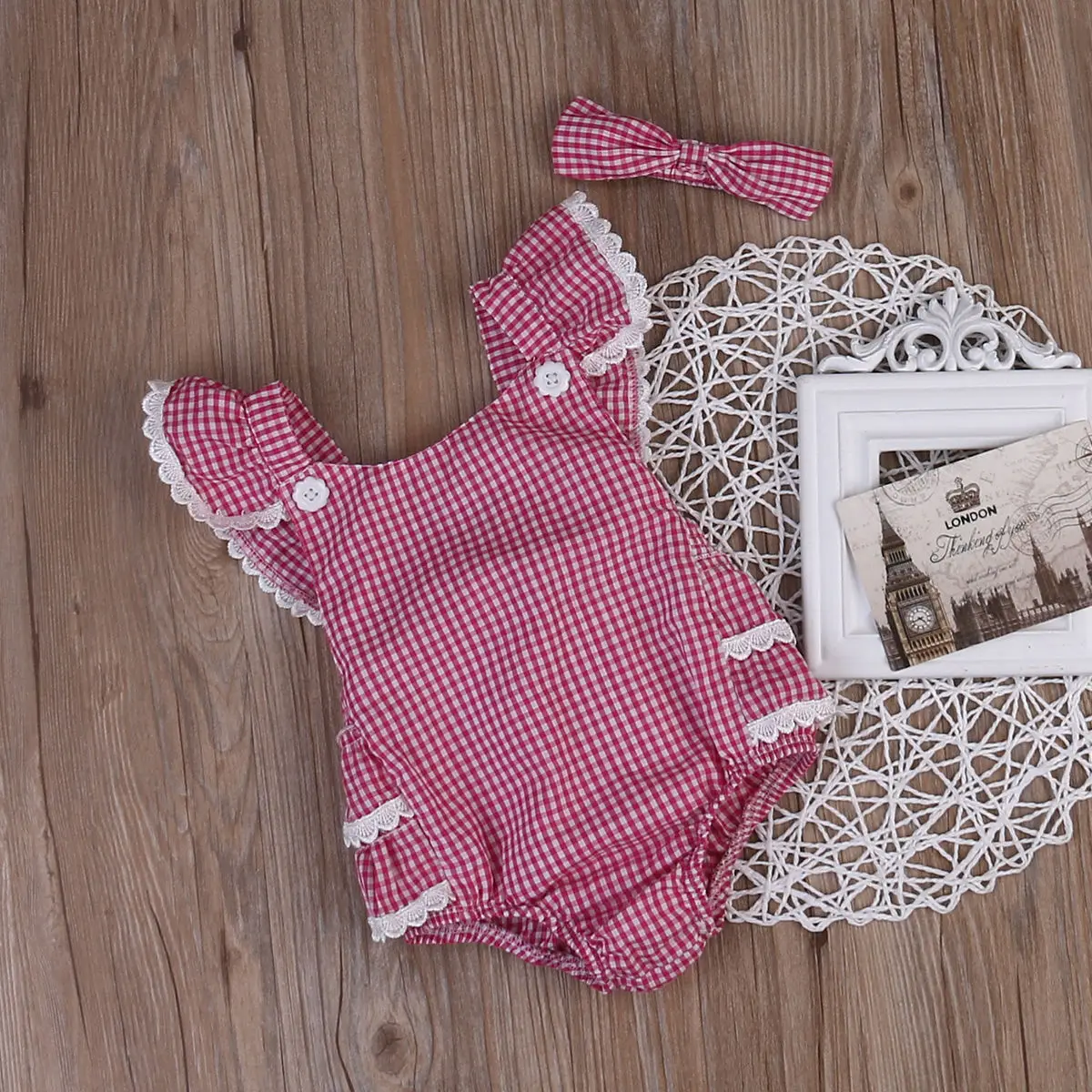 2017 Одежда для новорожденных и маленьких девочек клетчатый комбинезон без