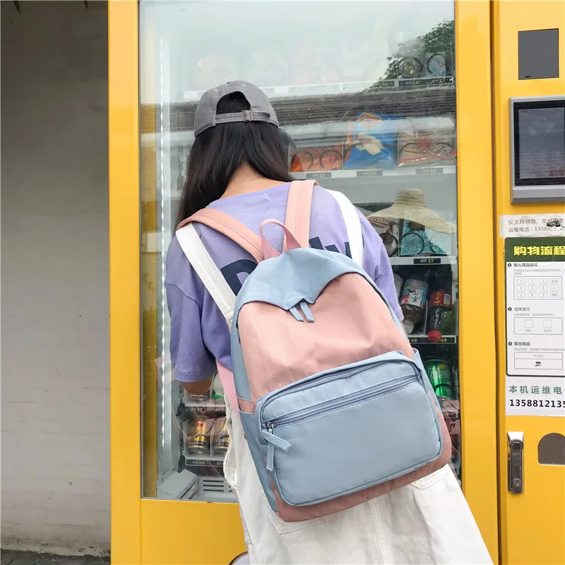 Youda Женская Цвет Соответствующие рюкзак Корея Harajuku стиль холщовый мешок японский
