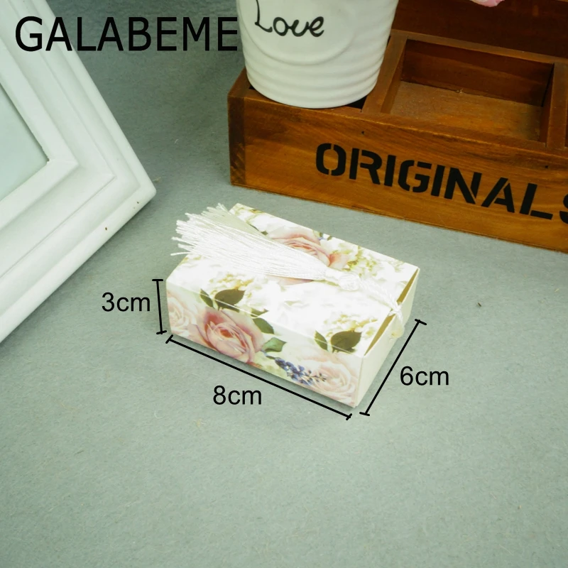 Galabeme 50 шт./лот 6 см x 3 8 свадебные коробка конфет с Ленточки шоколад Коробки подарки