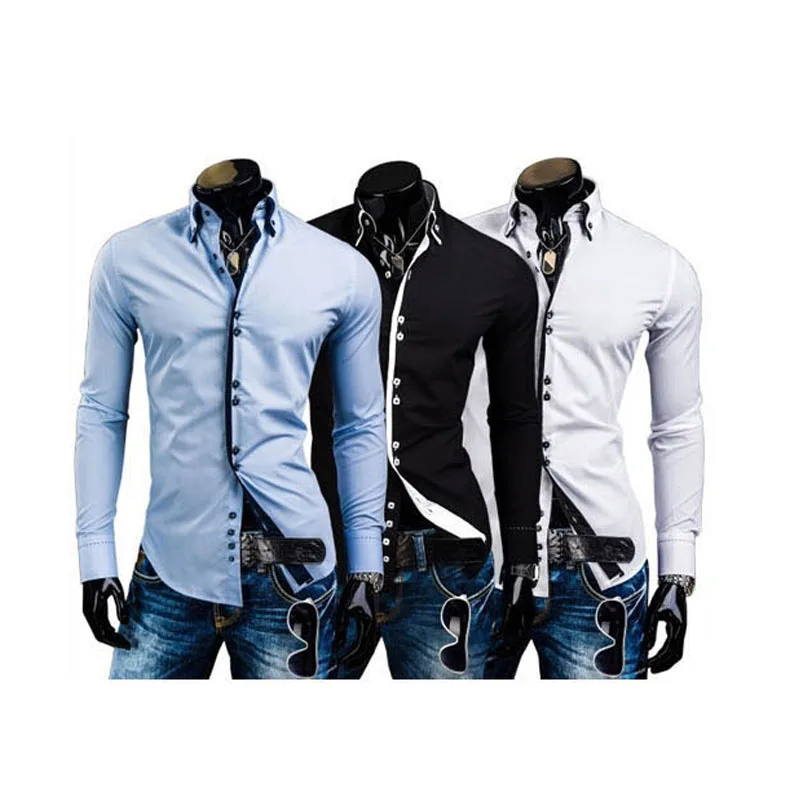 

2017 Men'S Casual Shirt Fahion Brand Clothing Slim Shirt Men'S Long Sleeve Wite Men Shirt Soiag Big Size M-XXXL 20
