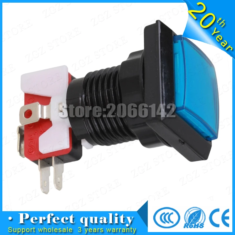 Square Arcade Push Button Switch Set of 5 (blue/Black) Leds button LED light console12 vled large game machine accessories | Спорт и