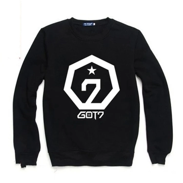 2017 Осень Весна kpop got7 альбом печати Толстовка Повседневная унисекс черный белый с
