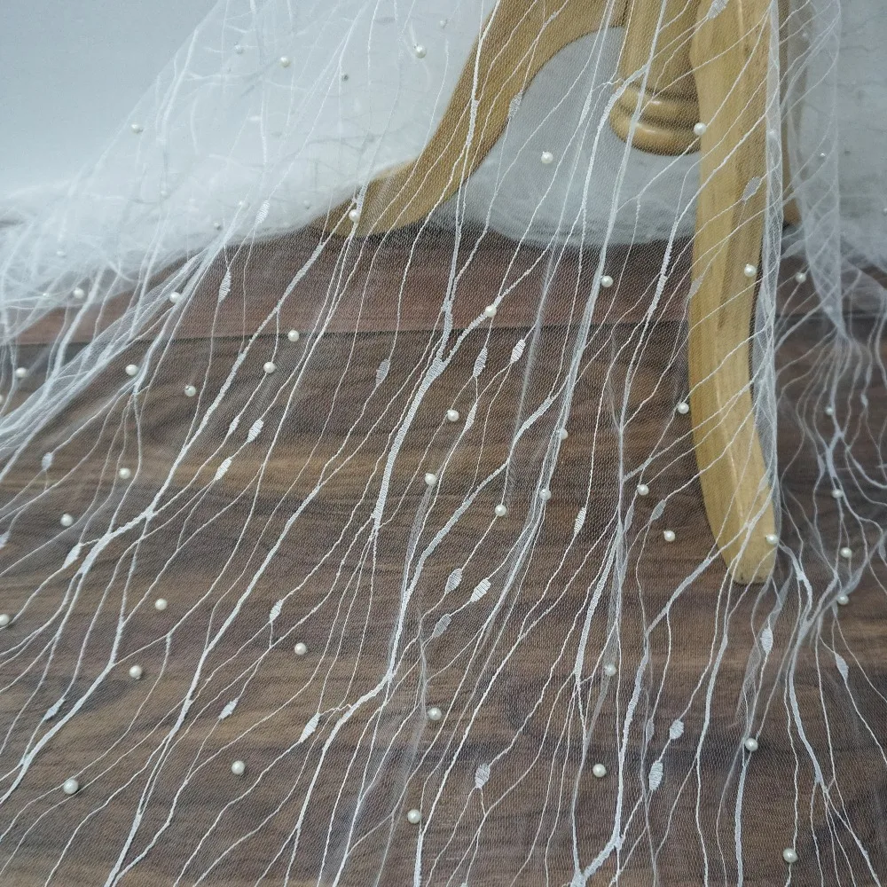 

Женское кружевное платье, расшитое бусинами, для самостоятельного изготовления, 3 ярда/партия, белый и серый цвета, в наличии, сетчатая тюль ...