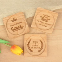 1 piece personalized name date custom engraved logo wood cup mat cork coaster wedding souvenirs guest baby shower gift