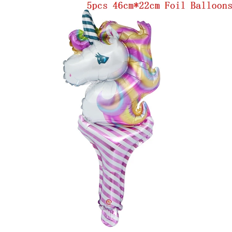 5pcs foil balloons 8 Гигантский единорог воздушные шары гелиевый шар детский день рождения украшение Волшебный Единорог шагающий шар - Цвет: 5pcs foil balloons 8