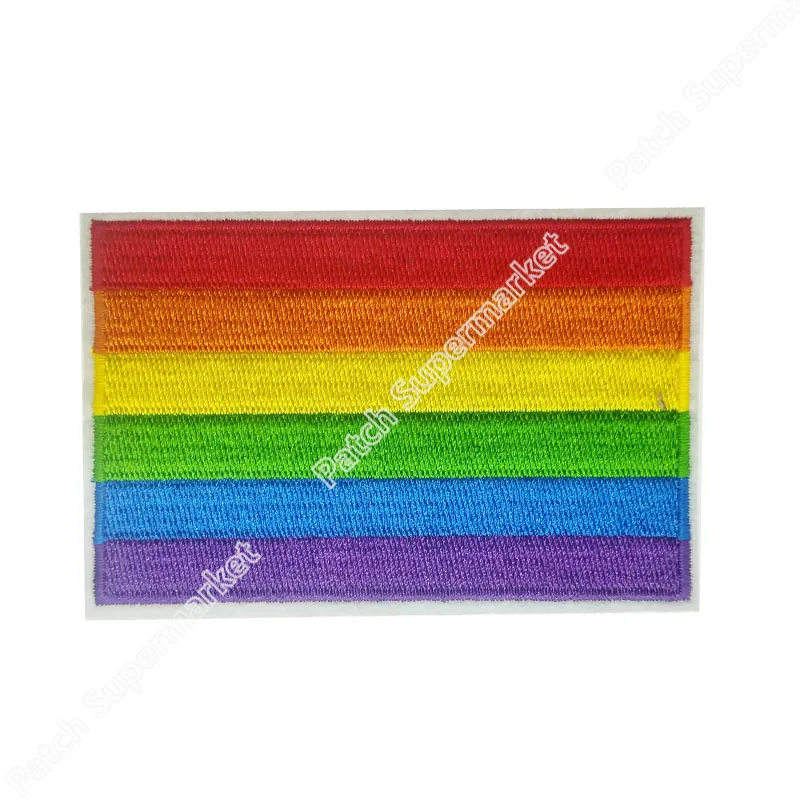 Радужный Флаг с вышивкой размер 3 5 дюйма наклейки для геев брака прав лесбиянок