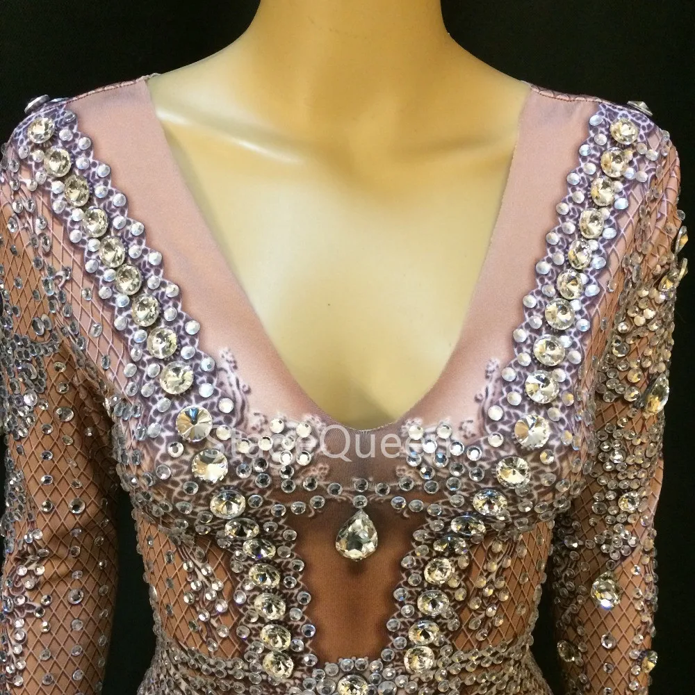 Women Sexy Stage Nightclub Jumpsuit Full of Sparkling Crystals Stones Bodusuit Party Performance Costume | Женская одежда