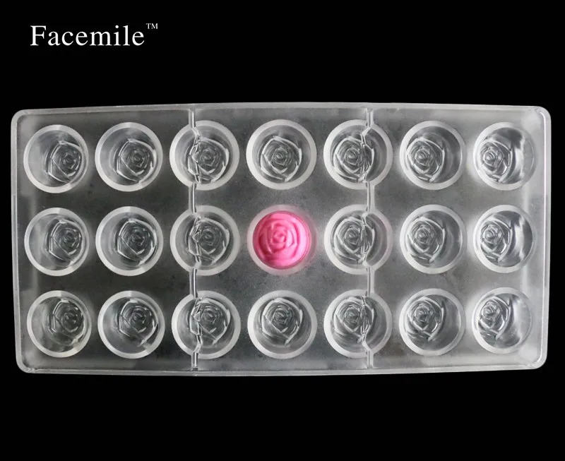 Facemile розы Поликарбонат шоколада Пластик конфеты формы для выпечки Кондитерские