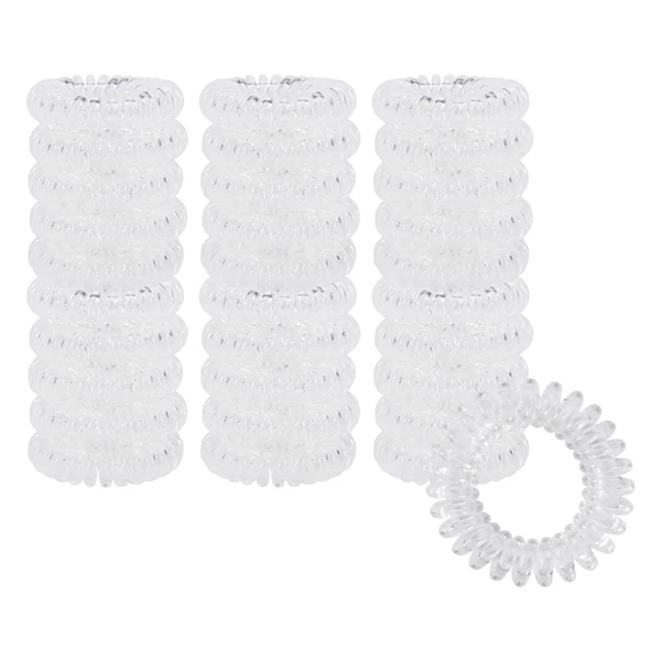 30 Pack Clear Ties 30 упаковок,, маленькие прозрачные эластичные спиральные зажимы для волос, резинки для волос, кольца для волос, аксессуары - Цвет: 30 Pack Clear Ties