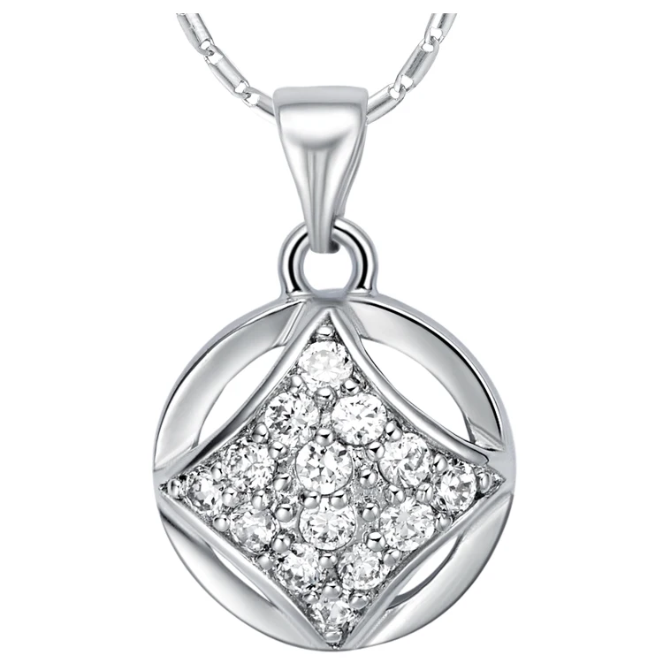 Белый G покрытием белый кристалл сердце кулон ожерелье винтажные Женские