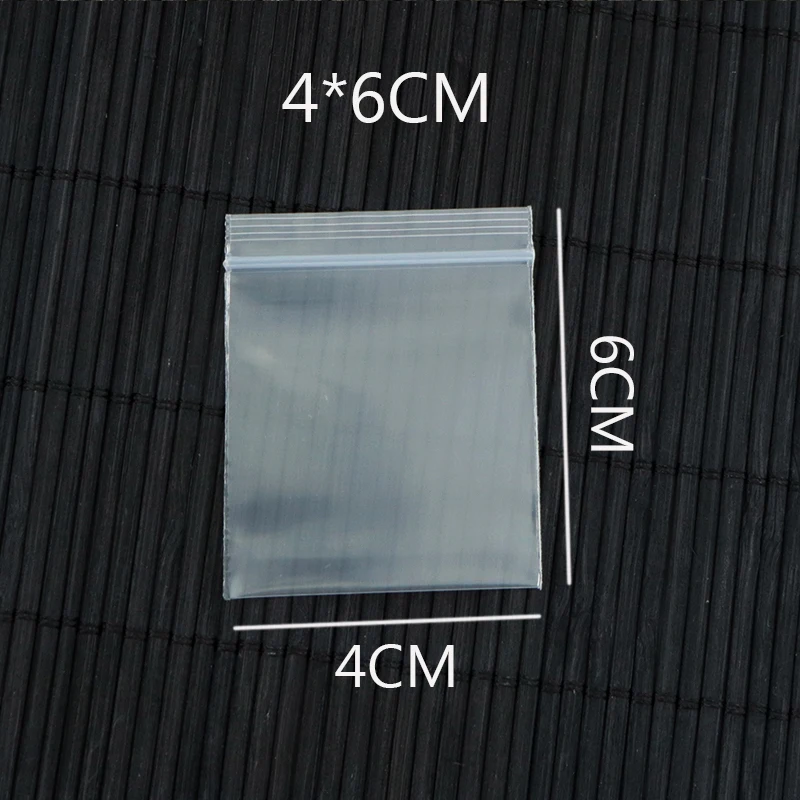 

Hot Sale 100pcs Self Sealing Zip Lock Plastic Bags 4cmx6cm /1.57inch x 2.36inch Transparent Packaging Bag