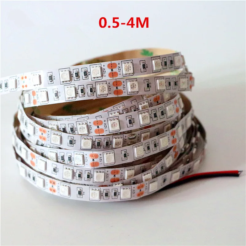 1 м, 2 м, 3 м, 4 м, 5 м, 300 светодиодов, водонепроницаемая RGB Светодиодная лента, светильник 5050 В постоянного тока, 60 светодиодов/м, Fiexble светильник, Светодиодная лента, лампа для украшения дома
