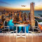 Настенная Роспись по индивидуальному заказу, Дубай, город, ночное виденье, настенная живопись, 3D обои в рулонах для гостиной, фона за телевизором