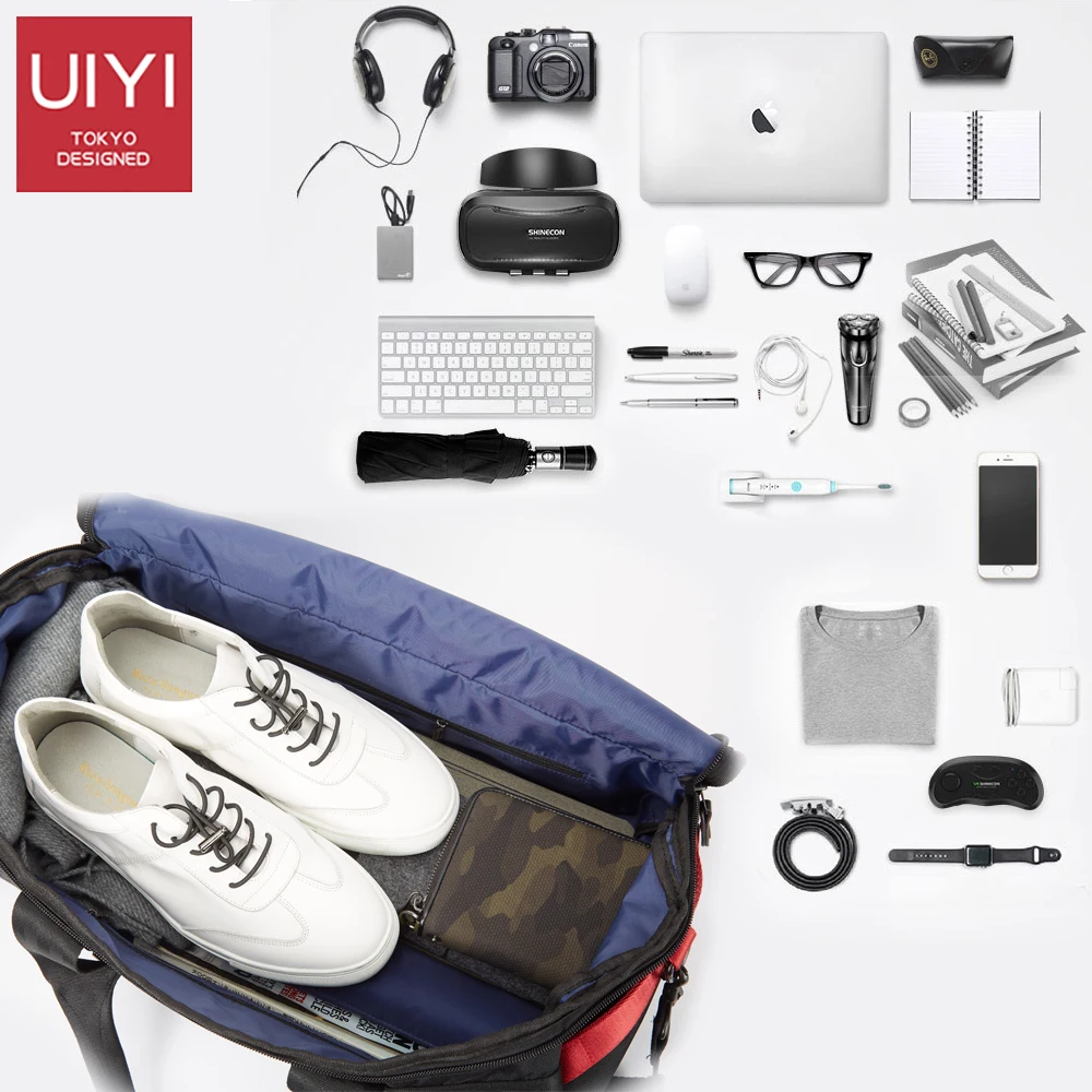UIYI, мужская сумка, полиэстер, Лоскутная Кожа, черные дорожные сумки и сумки через плечо, мужская сумка-мешок, повседневная мужская сумка# UYS7052