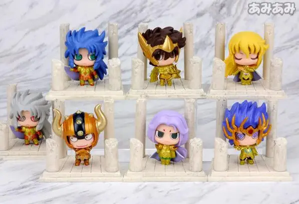 

7pcs/set Cute Japan Anime Gold Saint Seiya knights of the zodiac PVC Action Figure Collectible Model Toys