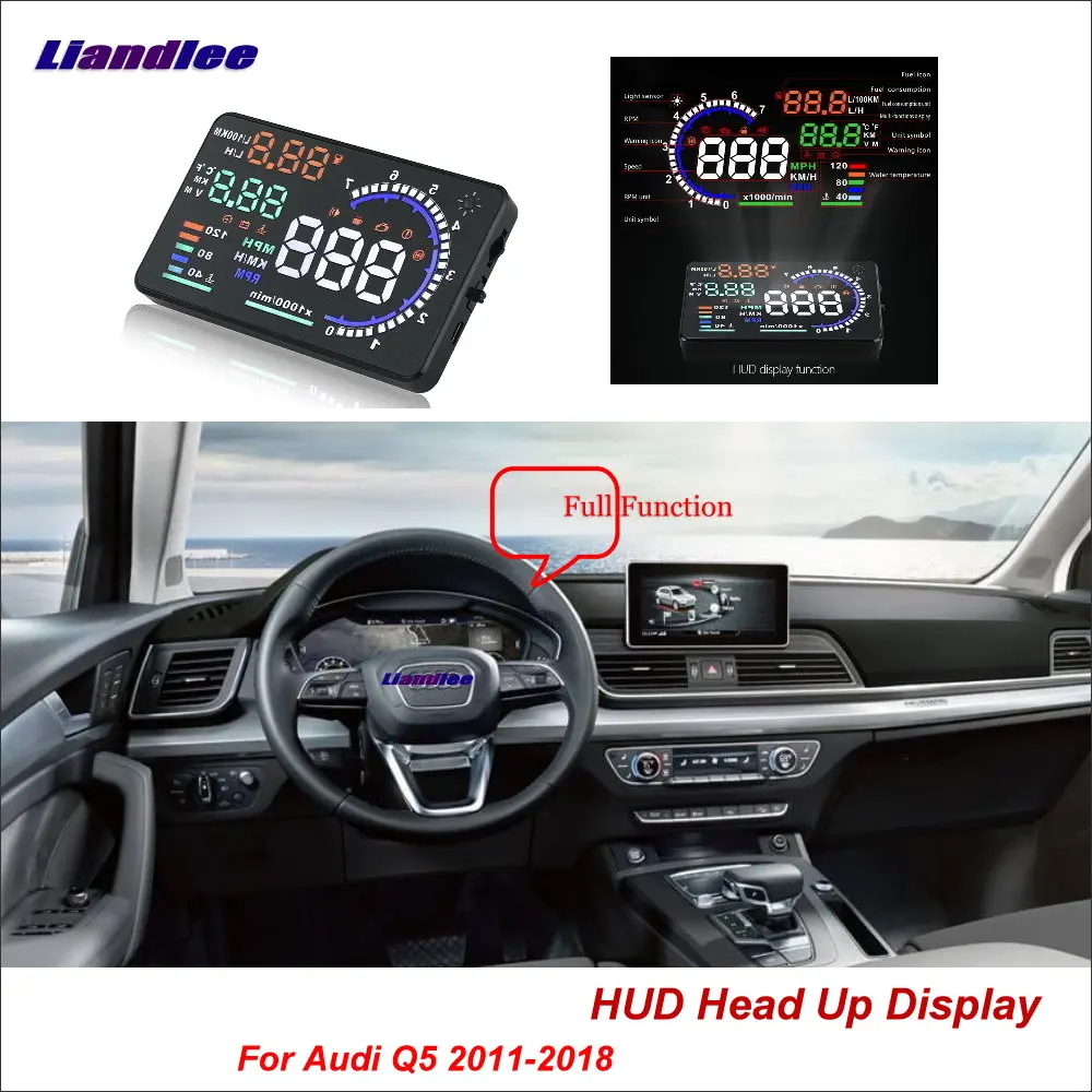 

Liandlee Car Head Up Display HUD For Audi Q5 2011-2018 Safe Driving Screen OBD II Speedometer Projector Windshield