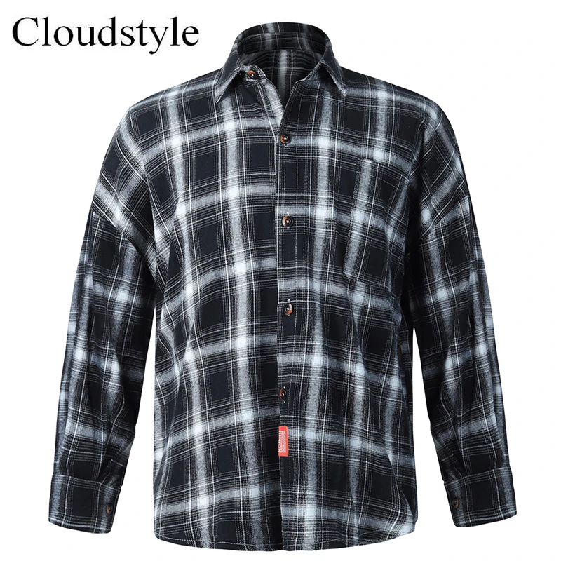 Cloudstyle 2018 модные мужские рубашки в клетку Демисезонный одежда с длинным рукавом