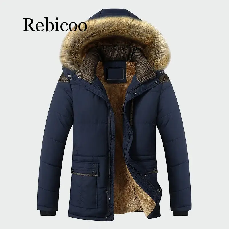 

2019 Winter Jacket Men Brand Clothing Fashion Casual Slim Thick Warm Mens Coats With Hooded Long Overcoats Male Clothes