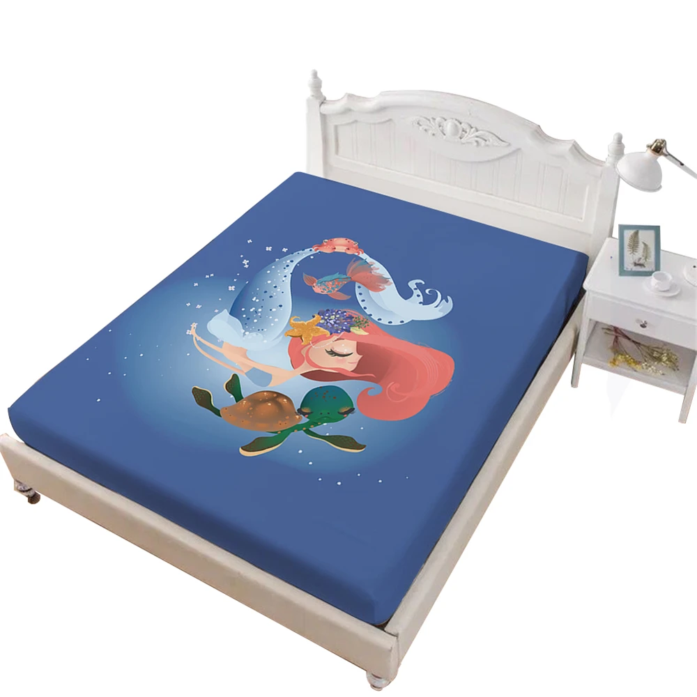 Детская кровать с рисунком из мультфильма Dreamlike простыня Русалочки С черепашками