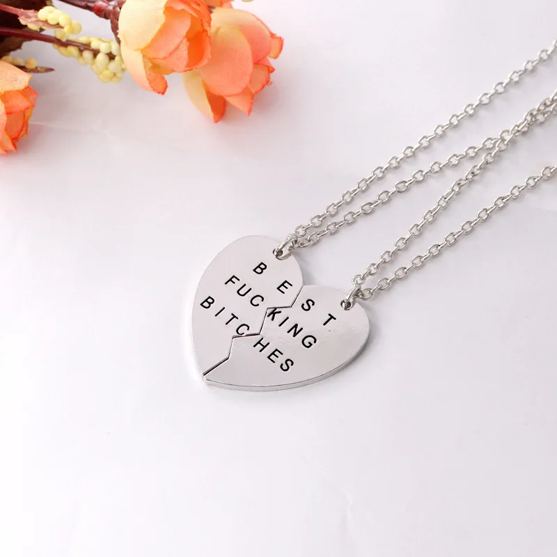 10 компл./лот Бос ожерелье два шить любовь кулон лучший суки girlfriendsnecklace | Украшения