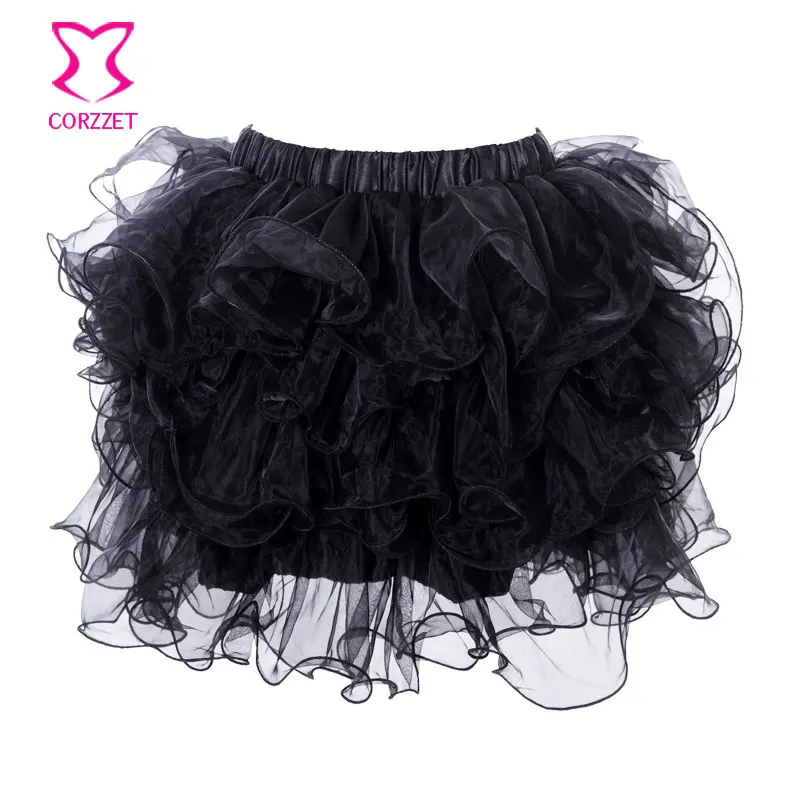 

Adult Black Layered Ruffles Organza Tutu Skirt Women Lolita Petticoat Sexy Tulle Skirts Womens 2016 Fancy Dance Stage Wear