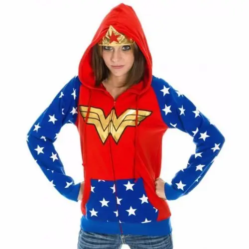 Wonder Woman Диана Принц косплей на молнии с длинным рукавом Толстовка Женская