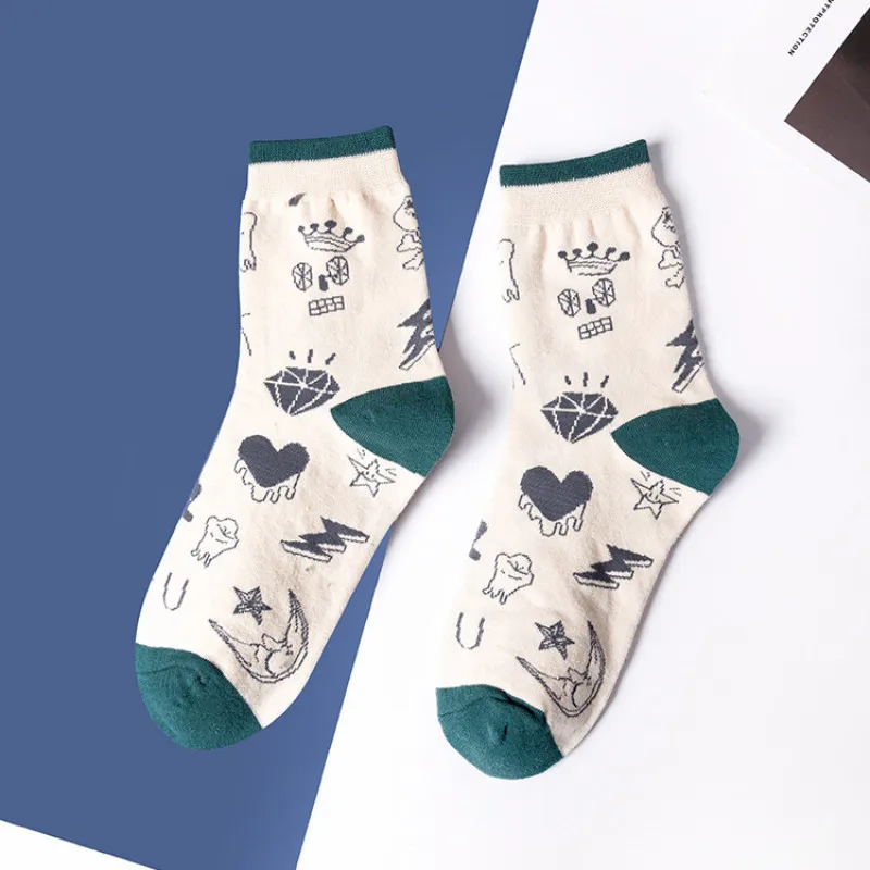 SP &amp CITY/2 Пары коротких носков с граффити из мультфильма Харадзюку женские