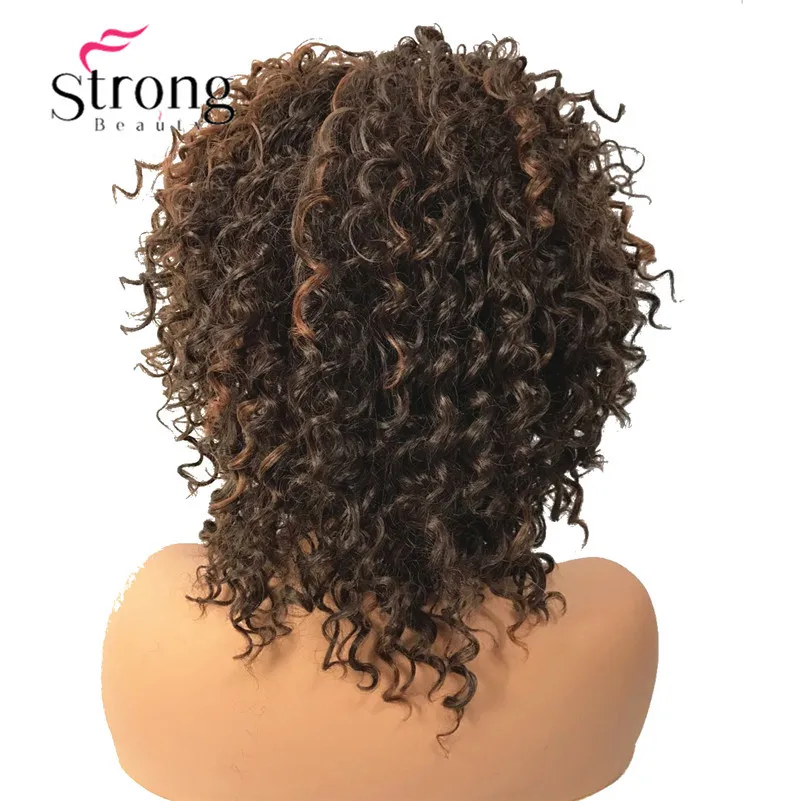 StrongBeauty короткие коричневые основные Омбре кудрявые афро Высокая Тепло ОК полный синтетический парик парики