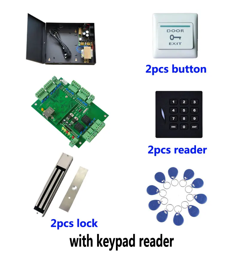 RFID 32 битный комплект контроля доступа TCP/IP двухдверный контроль + мощность 280 кг