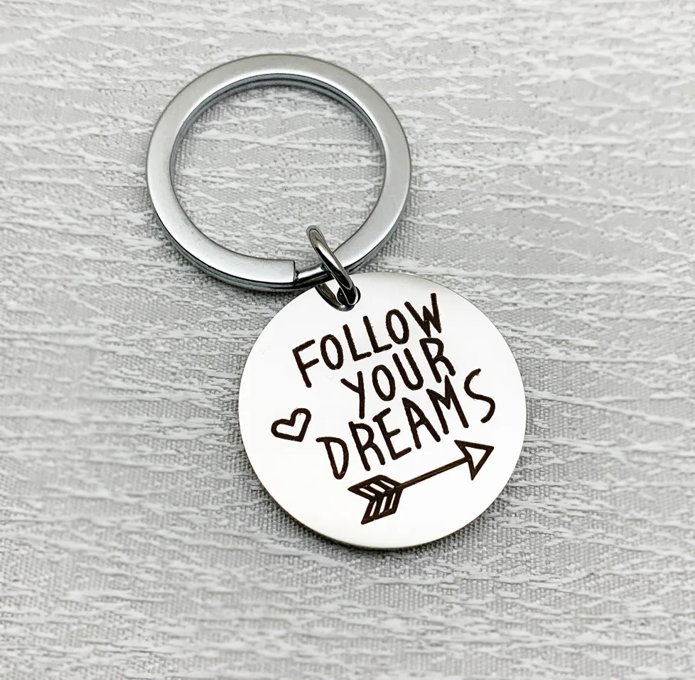 Мужское кольцо для ключей &quotFOLLOW YOUR DREAMS&quot подарок пары брелок из нержавеющей