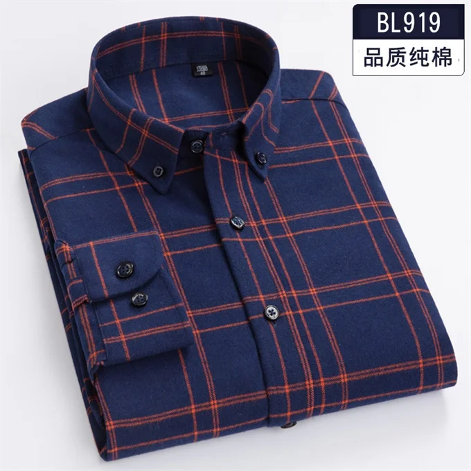 919 Размера плюс 5XL 6XL 7XL 8XL высокое Качественный хлопок плед Повседневное официальная рубашка с длинными рукавами Для мужчин толстый среднего возраста Костюмы - Цвет: 919