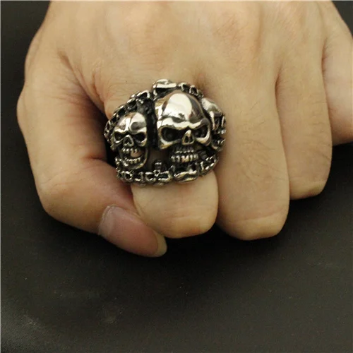 Cool Heavy Ghost Skull Ring Titanium Steel 316L Stainless Hollow Angry Biker | Украшения и аксессуары
