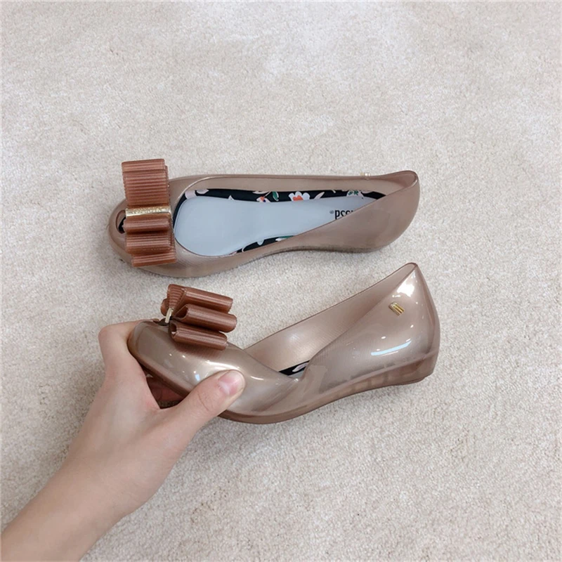 Женские сандалии на плоской подошве Melissa желтые с бантом обувь для женщин