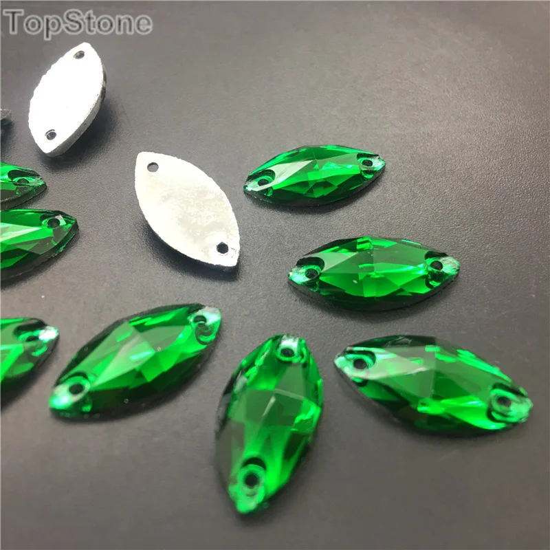 Стразы из смолы TopStone изумруд разных размеров пришивные стразы с плоской спинкой
