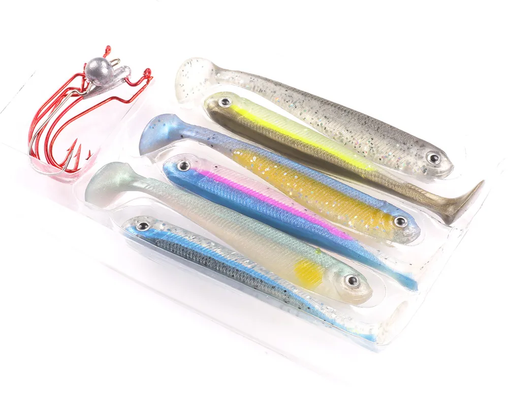 Mizugiwa 12 шт./компл. качели ударный Шинель для хвоста Minnow Jighead Swimbaits крючки Червяков