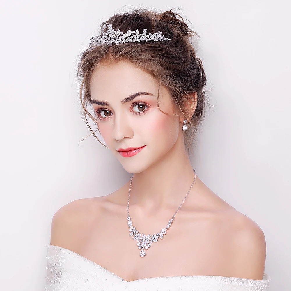 Модные свадебные комплекты ювелирных изделий с кубическим цирконием цветок